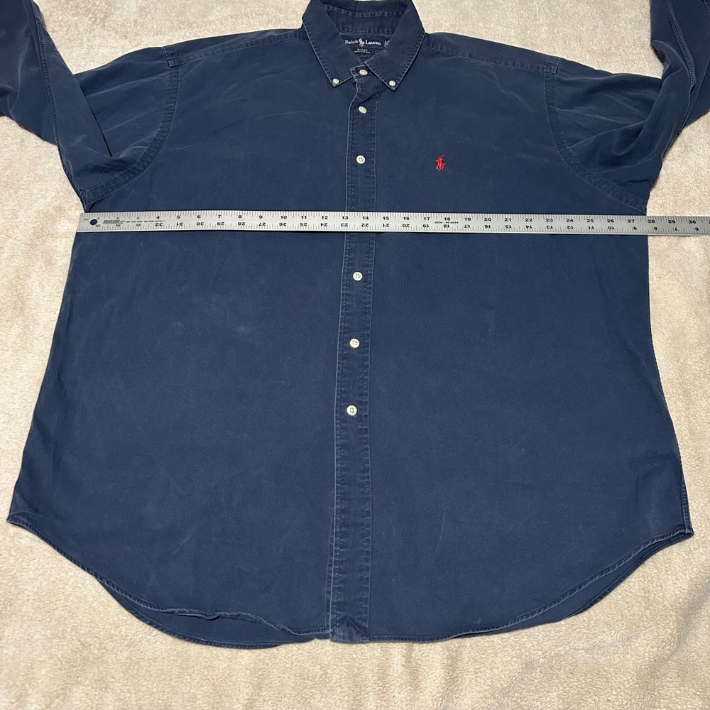 Ralph Lauren Blake Button Down Shirt Mens XL Navy Blue Cotton Long Sleeve Pony - Picture 7 of 8